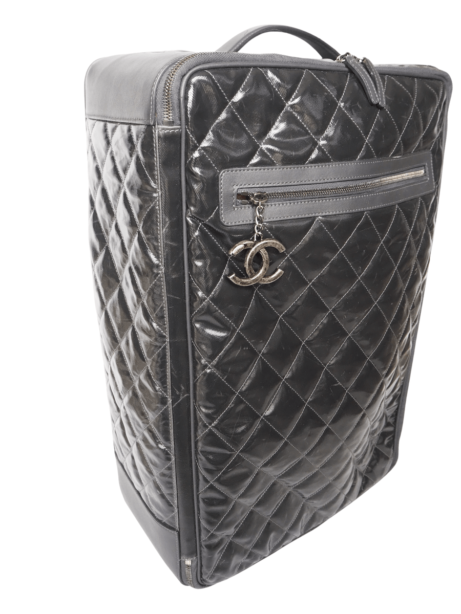 Chanel CC Charm Rolling Trolley Quilted Coated Canvas Preloved