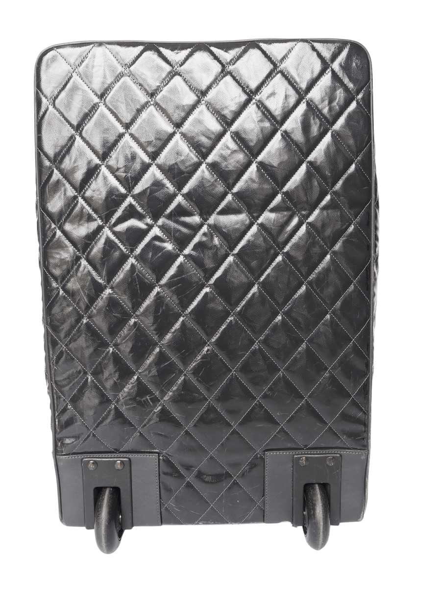 Chanel CC Charm Rolling Trolley Quilted Coated Canvas Preloved Style