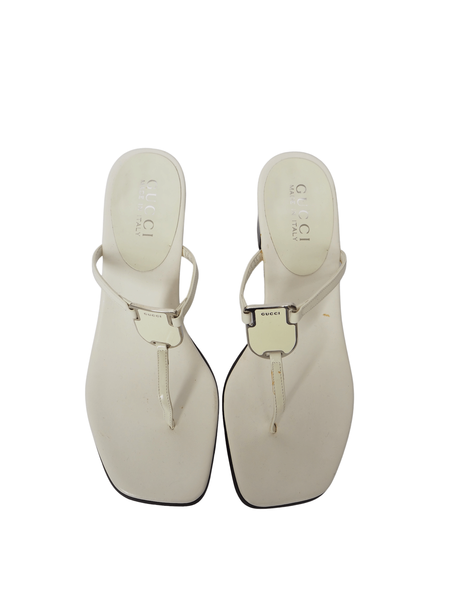 Gucci Vintage White Patent Sandals Sz 35.5 Preloved Style
